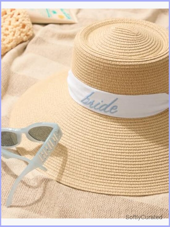 Embroidered Straw Sun Hat - Bachelorette Party Bridal Gift Beach Wedding main image 6